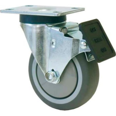 RWM CASTERS VersaTrac 4in Urethane Polypropylene Swivel Caster with Total Lock Brake 27-UPB-0412-S-TLB